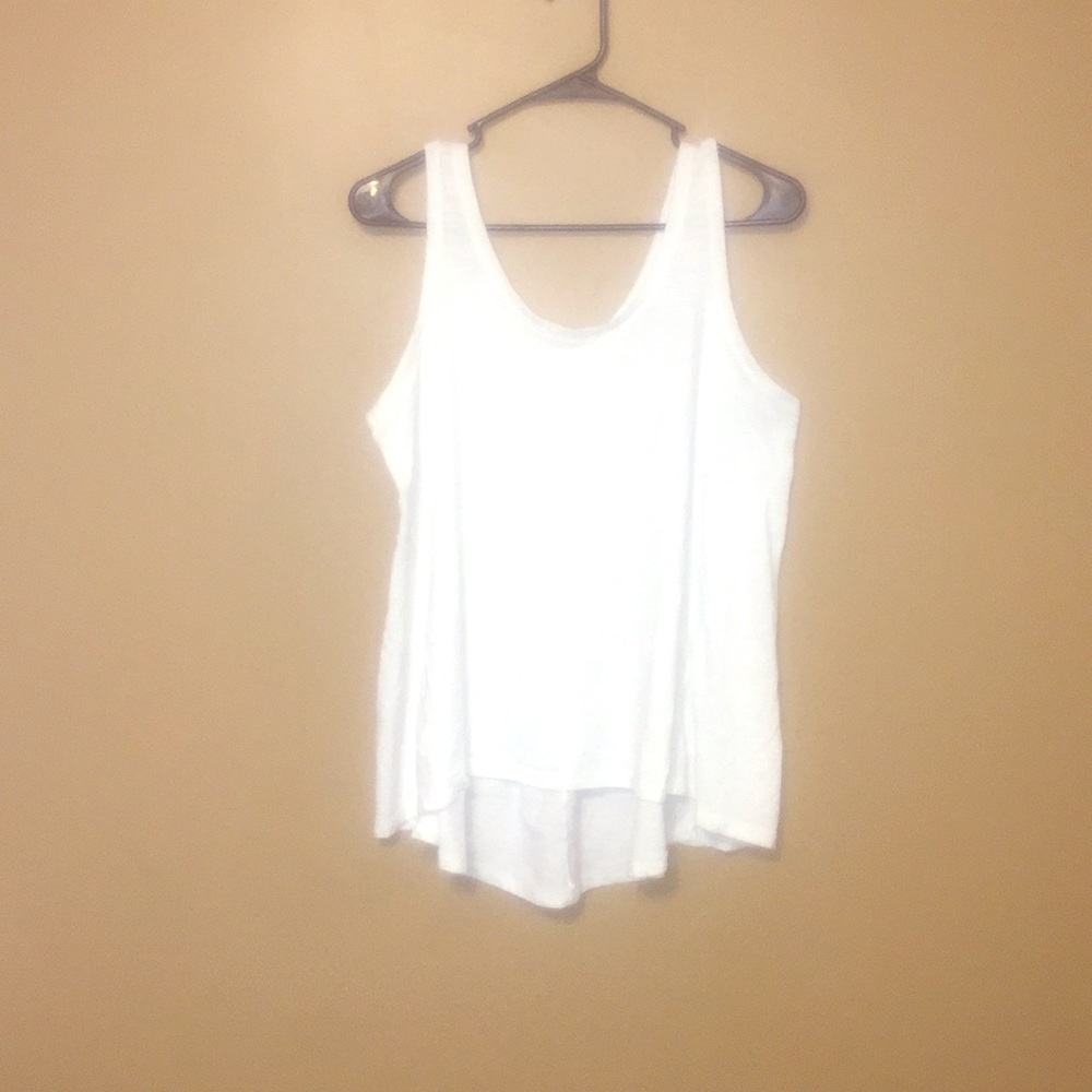 White tank with “cinched” detail on the back